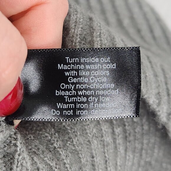 Lane Bryant Sweater Womens 18 Gray Wide Neck Off Shoulder Ruffle Beaded Ribbed - Picture 10 of 12